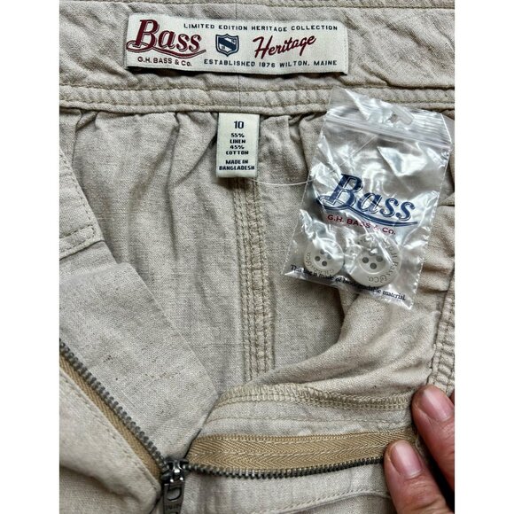 G.H. Bass & Co. Heritage Linen Blend Casual A-Line Utility Skirt Khaki Sz 10 - Picture 4 of 8